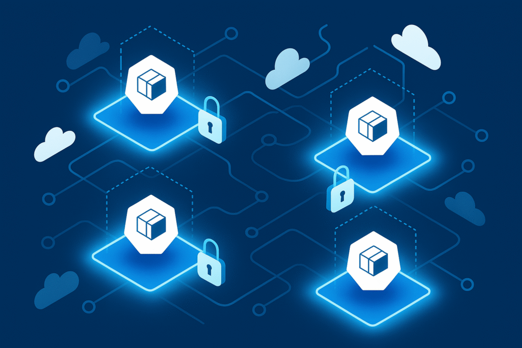 Illustration of multi-tenant Kubernetes cluster with security isolation between tenants.