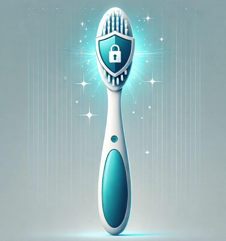 Security Hygiene - toothbrush with Cybersecurity Shield